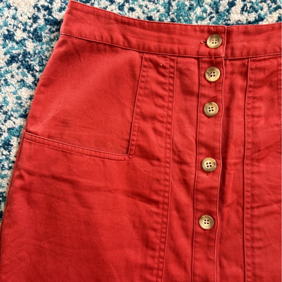 Tibi Harrison Chino Patch Pocket Skirt Dusty Red orange rust pumpkin size 8 - Picture 2 of 9